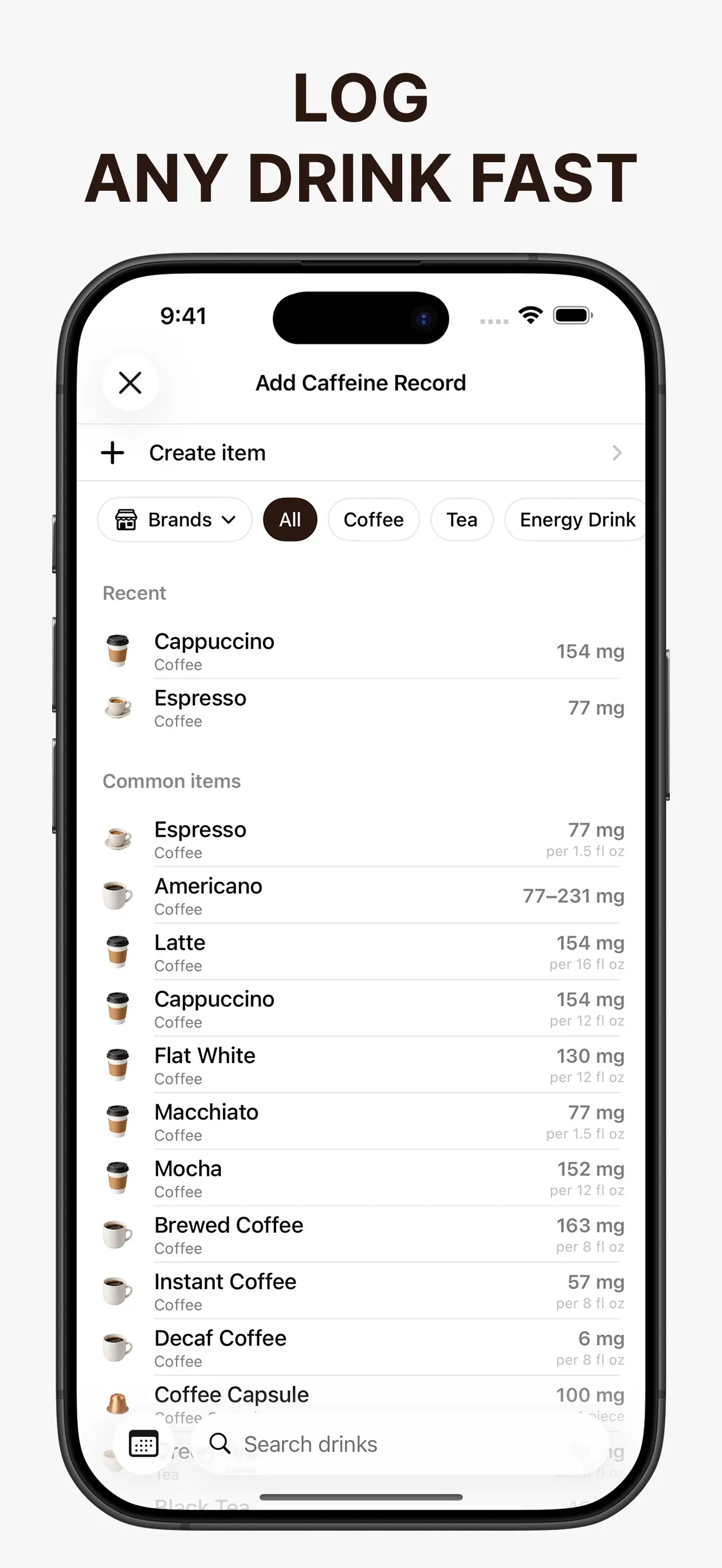 Caffeine Tracker - Kofe screenshot 2