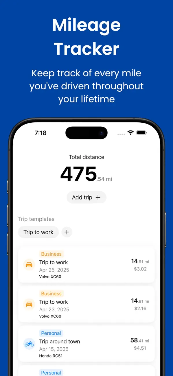 Mileage Tracker - Drive Log screenshot 1
